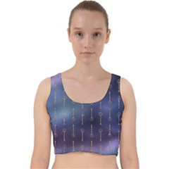 Trident On Blue Ocean  Velvet Racer Back Crop Top by ConteMonfrey