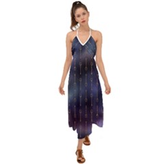 Trident On Blue Ocean  Halter Tie Back Dress  by ConteMonfrey