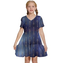 Trident On Blue Ocean  Kids  Short Sleeve Tiered Mini Dress by ConteMonfrey