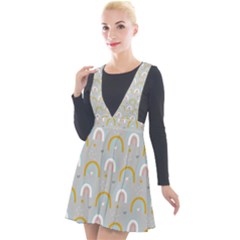 Rainbow Pattern Plunge Pinafore Velour Dress by ConteMonfrey