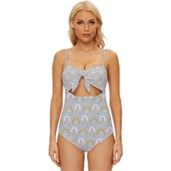 Rainbow Pattern Knot Front One-piece Swimsuit by ConteMonfrey