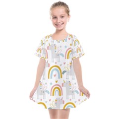 Unicorns, Hearts And Rainbows Kids  Smock Dress by ConteMonfrey