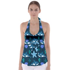 Whale And Starfish  Babydoll Tankini Top by ConteMonfrey