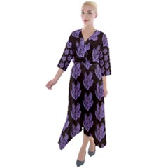 Black Seaweed Quarter Sleeve Wrap Front Maxi Dress by ConteMonfrey