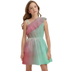 Gradient Pink, Blue, Red Kids  One Shoulder Party Dress by ConteMonfrey