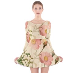 Flowers Petals Stem Bouquet Flora Floral Bloom Long Sleeve Velvet Skater Dress by Wegoenart