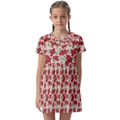 Flowers Poppies Red Kids  Asymmetric Collar Dress by Wegoenart