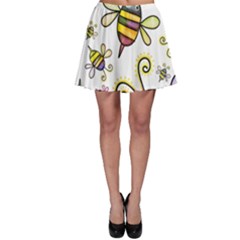 Bee Doodle Cartoon Skater Skirt by Wegoenart