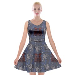 Armenian Ornaments Velvet Skater Dress by Gohar