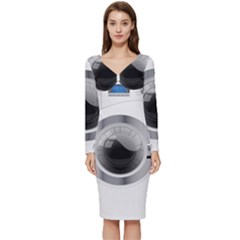 Washing Machines Home Electronic Long Sleeve V-neck Bodycon Dress  by Jancukart