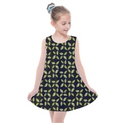 Leaves Motif Random Print Pattern Kids  Summer Dress by dflcprintsclothing