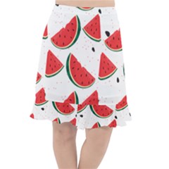 Watermelon Seamless Pattern Fishtail Chiffon Skirt by Jancukart