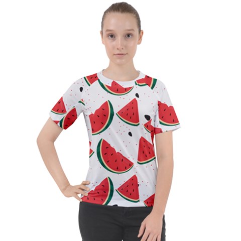 Watermelon Seamless Pattern Women s Sport Raglan Tee by Jancukart