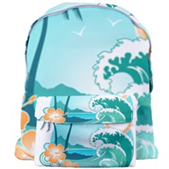 Paradise Heaven Holiday Beach Orange Ocean Giant Full Print Backpack by Jancukart