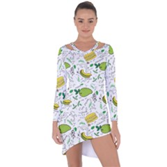 Hamburger With Fruits Seamless Pattern Asymmetric Cut-out Shift Dress by Jancukart