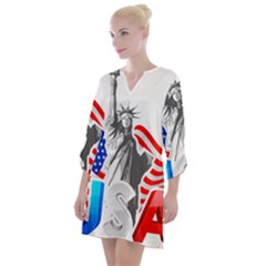 New York City Holiday United States Usa Open Neck Shift Dress by Jancukart