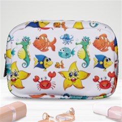 Fish Ocean Water Sea Life Seamless Background Make Up Pouch (small) by Jancukart