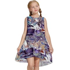 Abstract Cross Currents Kids  Frill Swing Dress by kaleidomarblingart