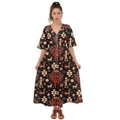 Carpet-symbols Kimono Sleeve Boho Dress by Gohar