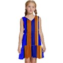 Abstract Blue And Orange 930 Kids  Sleeveless Tiered Mini Dress View1