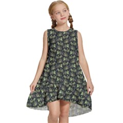 Robot Skull Extreme Close Up Kids  Frill Swing Dress by dflcprintsclothing