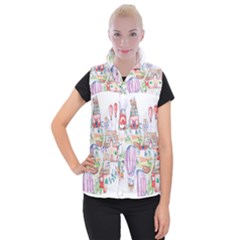 Easter Village  Women s Button Up Vest by ConteMonfrey