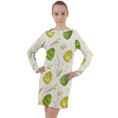 Easter Green Eggs  Long Sleeve Hoodie Dress by ConteMonfrey