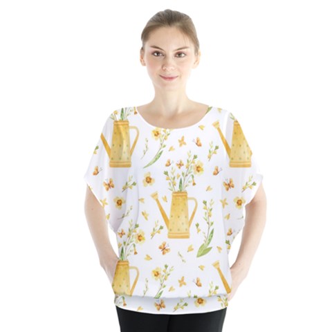 Easter Garden   Batwing Chiffon Blouse by ConteMonfrey