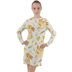 Cute Rabbits - Easter Spirit  Long Sleeve Hoodie Dress by ConteMonfrey