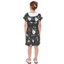 Black And White Floral Textile Digital Art Abstract Pattern Kids  Drop Waist Dress View2