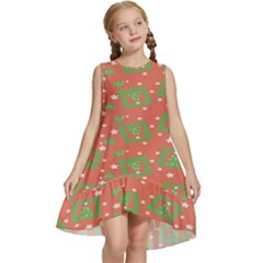 Christmas Textur 01 Kids  Frill Swing Dress by artworkshop