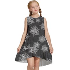 Snowflakes And Star Patterns Grey Snow Kids  Frill Swing Dress by artworkshop