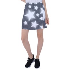 Snowflakes And Star Patterns Grey Stars Tennis Skirt by artworkshop