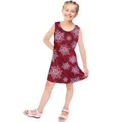 Snowflakes And Star Patternsred Snow Kids  Tunic Dress by artworkshop