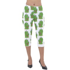 Kermit The Frog Pattern Lightweight Velour Capri Leggings  by Valentinaart