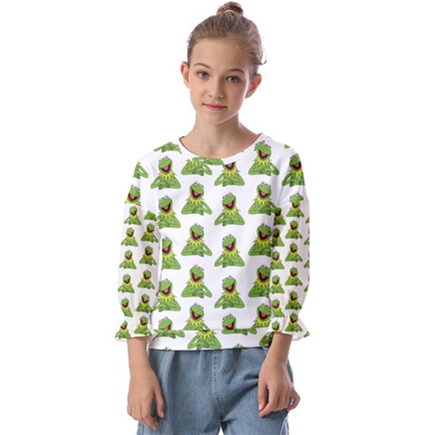 Kermit The Frog Kids  Cuff Sleeve Top by Valentinaart