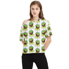 Kermit The Frog One Shoulder Cut Out Tee by Valentinaart