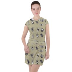 Insects Pattern Drawstring Hooded Dress by Valentinaart