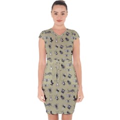 Insects Pattern Capsleeve Drawstring Dress  by Valentinaart