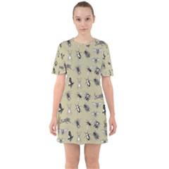 Insects Pattern Sixties Short Sleeve Mini Dress by Valentinaart