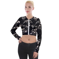 Skull Pattern Long Sleeve Cropped Velvet Jacket by Valentinaart