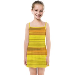 Yellow And Gold Horizontal Stripes - Abstract Art Kids  Summer Sun Dress by KorokStudios