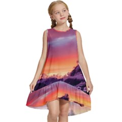 Matterhorn Mountains Sunset Dusk Snow Winter Kids  Frill Swing Dress by danenraven