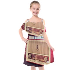 Radio Vintage Listen Retro Music Frequency Kids  Cut Out Shoulders Chiffon Dress by danenraven