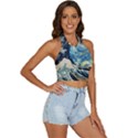 The Great Wave Of Kanagawa Painting Starry Night Vincent Van Gogh Backless Halter Cami Shirt View3