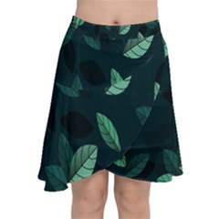 Leaves Pattern Chiffon Wrap Front Skirt by artworkshop