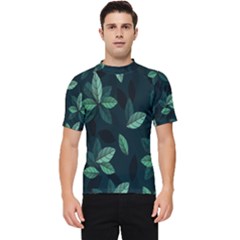 Leaves Pattern Men s Short Sleeve Rash Guard by artworkshop