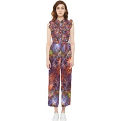 Fantasy Surreal Animals Psychedelic Pattern Women s Frill Top Chiffon Jumpsuit by danenraven