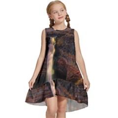 Waterfall Cascade Mountains Cliffs Northern Lights Kids  Frill Swing Dress by danenraven