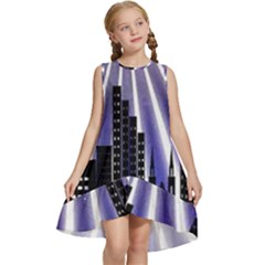 Superhero City Background Kids  Frill Swing Dress by artworkshop